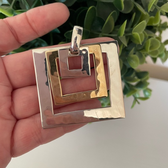 Designer RLM Studio Robert Lee Morris Sterling 925 Silver Brass Square Pendant - Picture 1 of 6